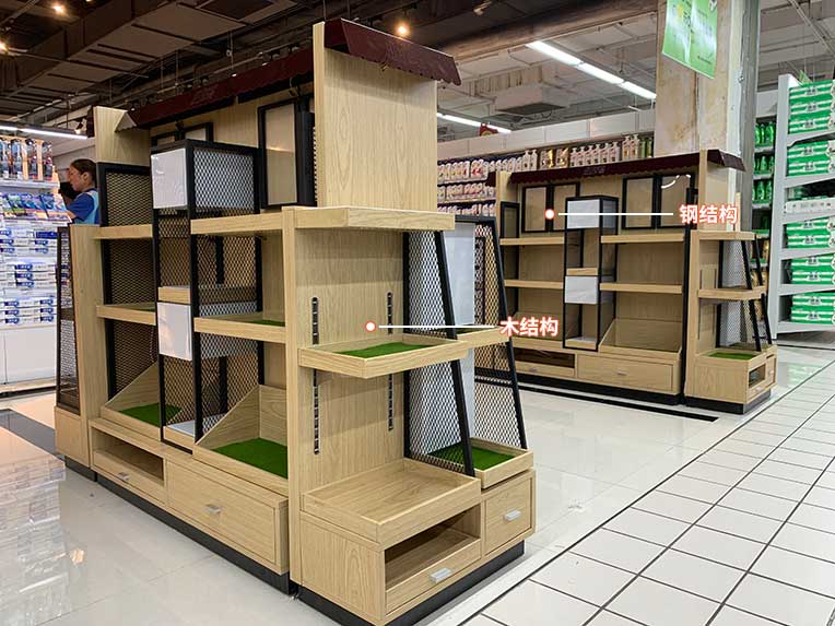 南京超市钢木结构货架制作